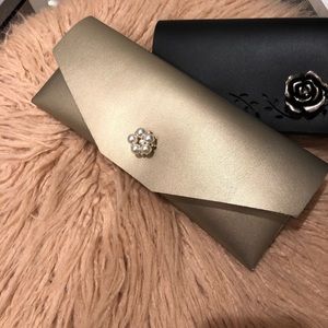Metallic Gold Leather Clutch